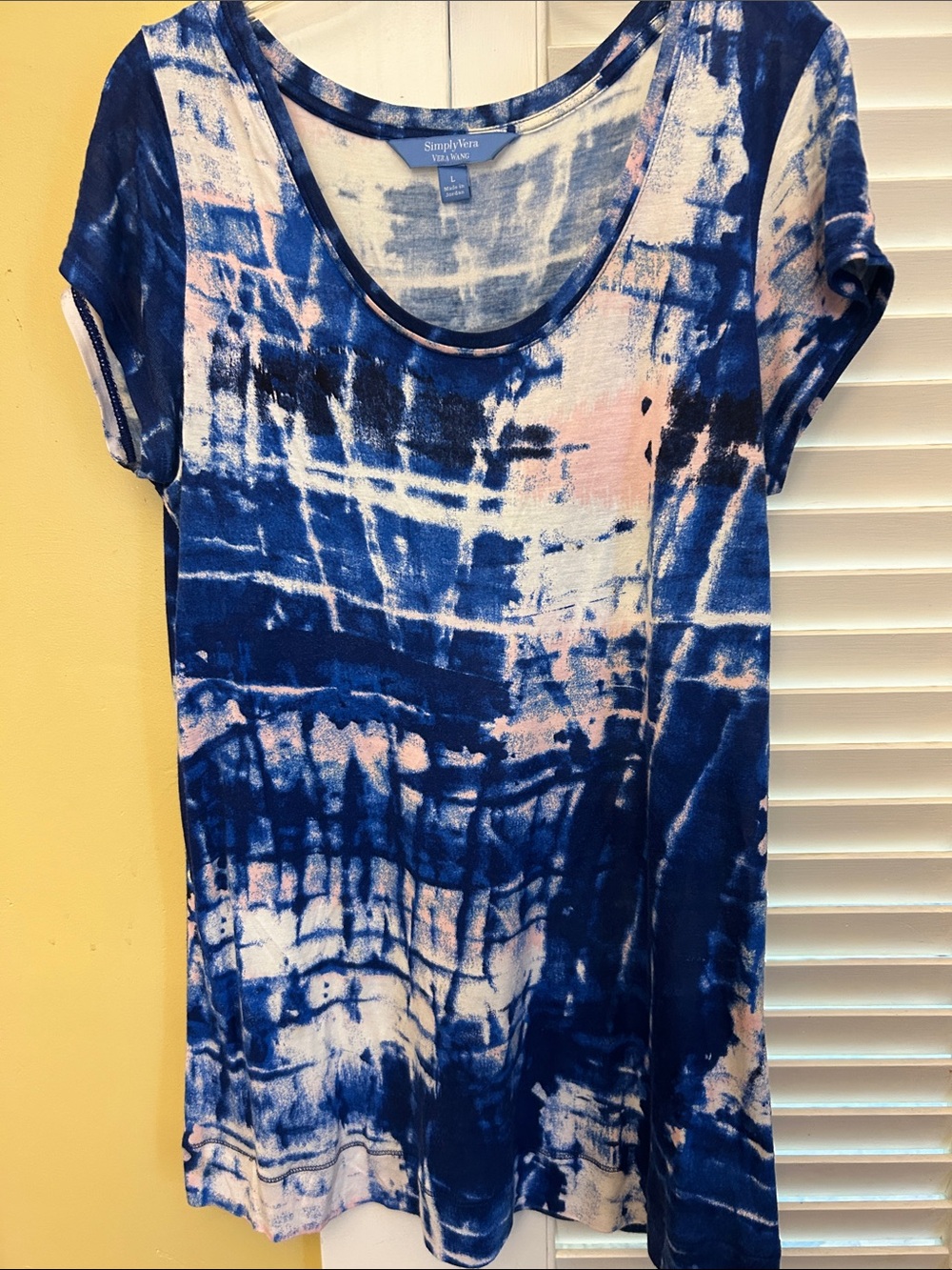 Vera Bradley Blue and Pink Tie-Dye Scoop Neck Tee